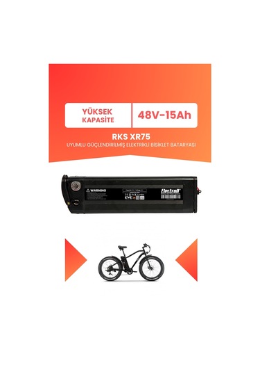 Rks Xr75 Uyumlu 48v 15ah Yüksek Kapasite Güçlendirilmiş Elektrikli Bisiklet Bataryası Siyah