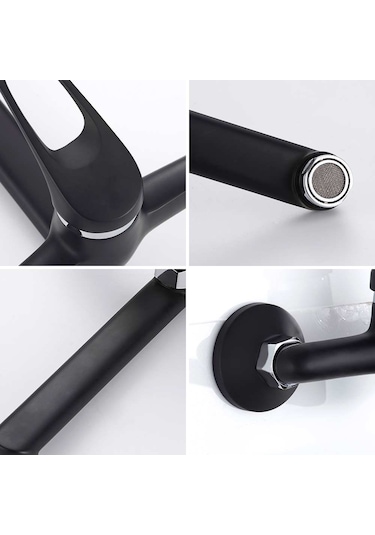 Sardıcı Pirinç Duvardan Mutfak Musluğu Siyah