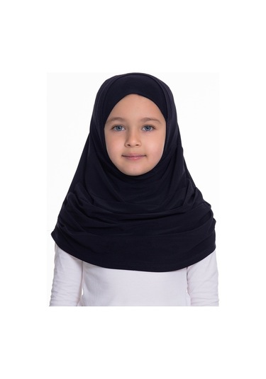 Lacivert Pratik Hazır Geçmeli Çocuk Tesettür Bone Sandy Kumaş Ken Lacivert