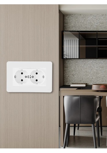 Arte Milano Tek Kutuya Yerleştirilebilen Topraksız Ve Çerçeveli Çift Priz 343354805 Set16-double-40-2 White