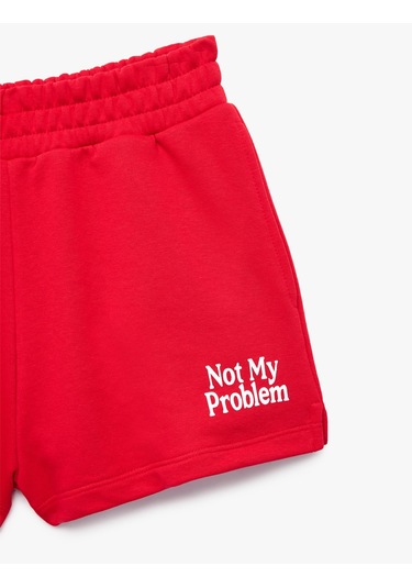 Koton Rahat Kalıp Baskılı Normal Bel Lastikli Mini Spor Şort Kırmızı 6sak40308nk