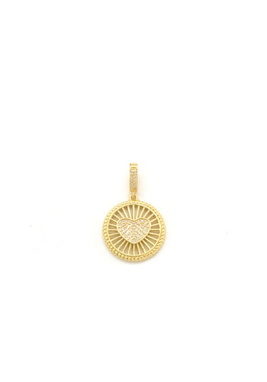 Ajda Charm Çelik Altın Kaplama Kadın Yuvarlak Kalpli Model-chr-112 Gold