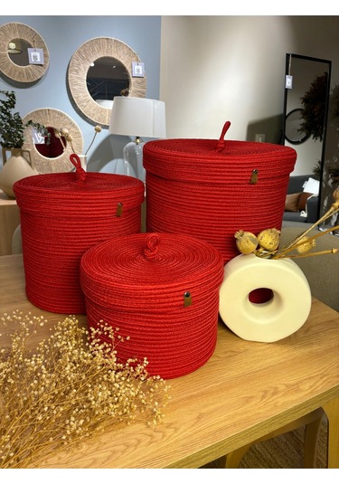 Victor Çok Amaçlı Düzenleyici Kapaklı Sepet,kapaklı Saksılık,kapaklı Organizer 26-20, Küçük Boy Kırmızı