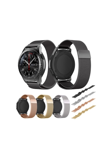 Samsung Uyumlu Gear S3 Kordon Frontier & Classic Metal Örme Kayış