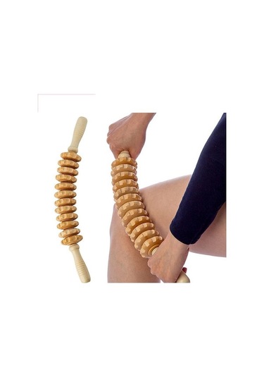 Padalink El Tutulu Ahşap Rulman Masaj Aleti - Yüz Ve Ayak Taşlakları İçin Meridyen Gövde Masajı, Heh Ağacı 12 Tekerlekli Eğik Tasarım Kahverengi