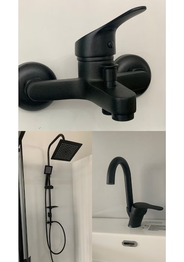 Armour Armatür Banyo Seti 3'lü Siyah Siyah