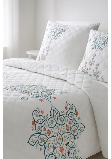 Canary Çift Kişilik Kapitone Dolgulu Pike 4 Mevsim Baklava Dsn Yastık Kılıfı Dahil 200x230cm Çok Renkli