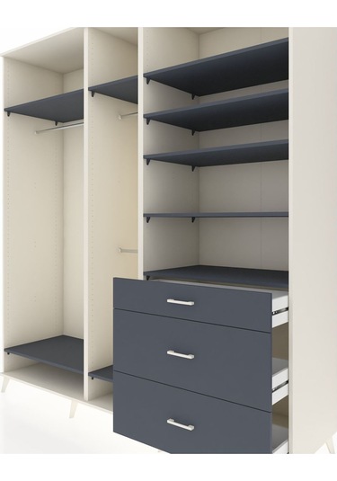 Kronos Dolap 9 Raflı 3 Çekmeceli 3 Askılı 220x59x243 Aytaşı-antrasit/antrasit Antrasıt/antrasıt