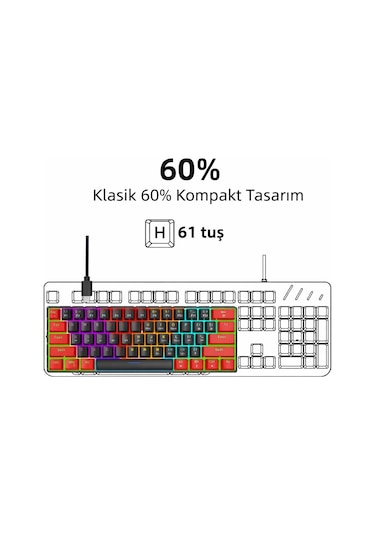 Hadron Mofan Mf1701br Gaming Mekanik Rgb Klavye Blue Switch - Siyah Kırmızı