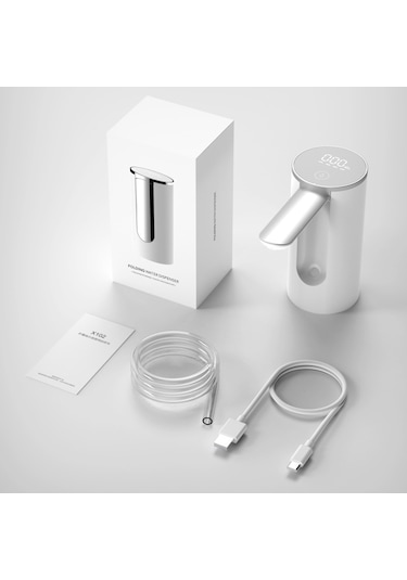Leezsing Katlanabilir Su Şişesi Dağıtım Pompası Usb Şarj Edilebilir Su Geçirmez İçme Suyu Dağıtım Pompası Beyaz