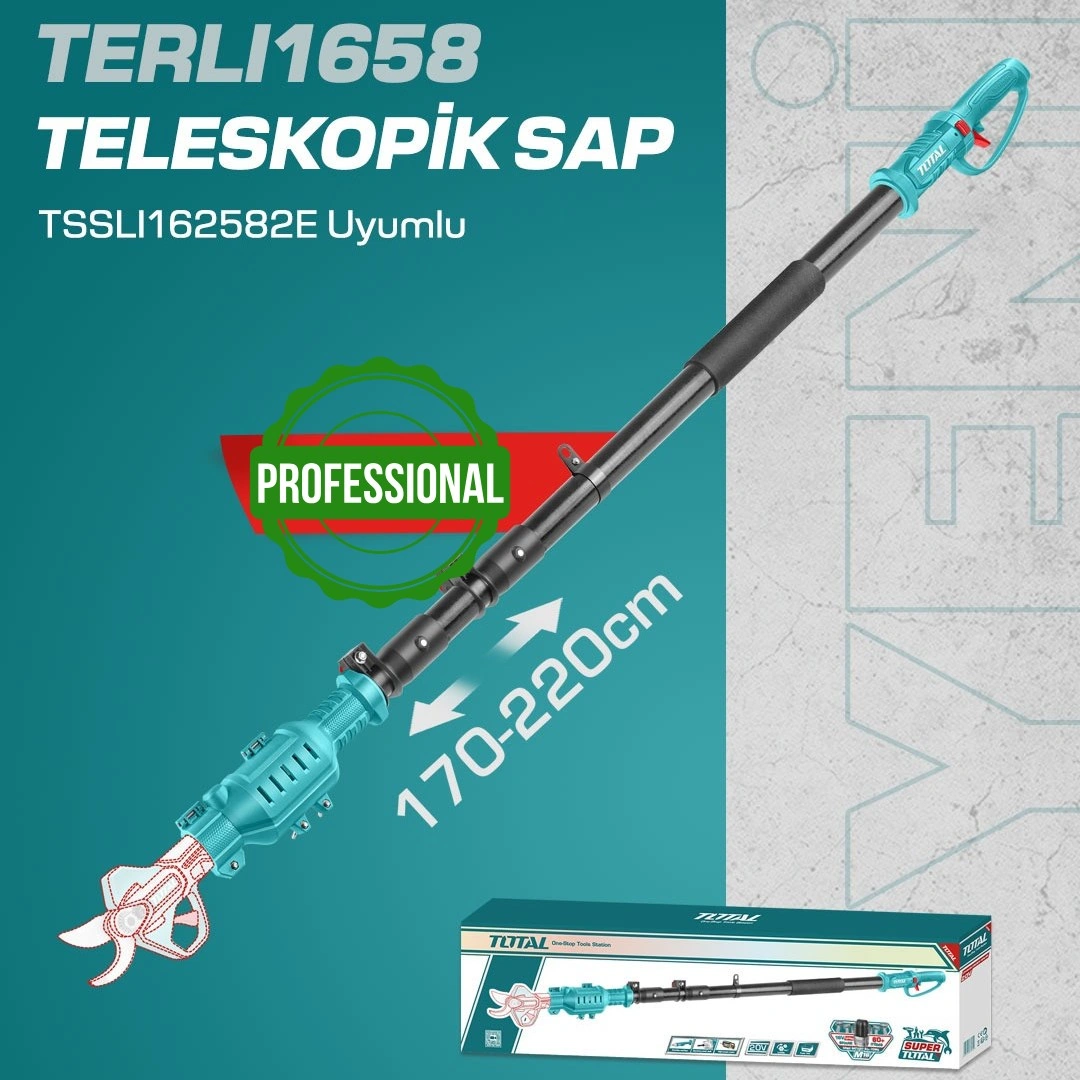Total TERLI1658 16V Akülü Budama Makası Teleskopik Sapı Uzatma Çubuğu