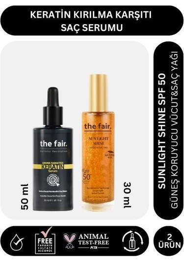 The Fair. Keratin Kırılma Karşıtı Saç Serum 50 Ml Ve Shine Spf 50 Güneş Koruyucu Saç Yağı 30 Ml