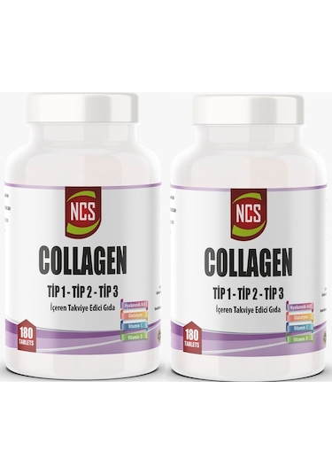 Kollajen Hidrolize Collagen Tip 1-2-3 Glutatyon Vitamin C 180 X 2 Kutu