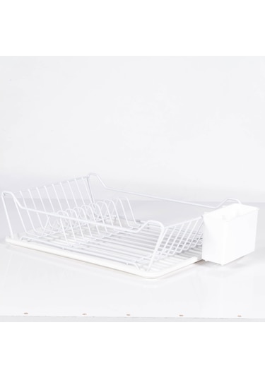 Tek Katlı Bulaşık Sepeti + Tabaklık - Pe Kaplamalı Beyaz
