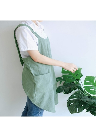 Hombey Kadınlar İçin Gri Tam Pamuk Ev Apronu, Pişirme Ve Pastacılık İçin Geniş Kesim, Logo Özelleştirilebilir, Kolay Kullanım Diğer