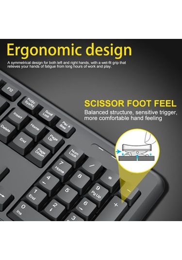 Flybuy T-wolf Tf100 Kablosuz Oyuncu Klavye+fare Seti, 104 Tuşlu, Sessiz, 2.4ghz Kablo İçiğiz Diğer