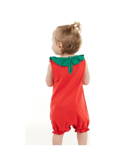 Denokids Tatlı Çilek Kız Bebek Pamuklu Yazlık Tulum Çok Renkli