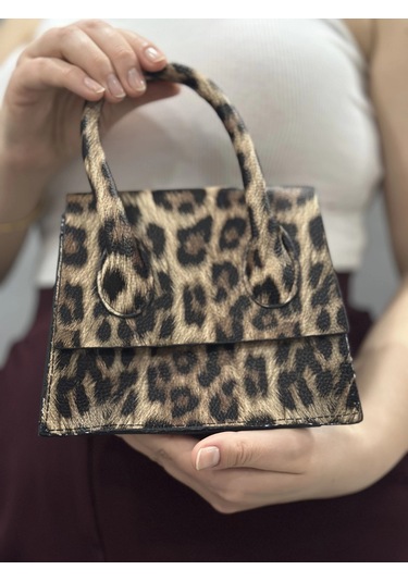 Biçomi Luxe Leopar Cilt Çanta Vizon