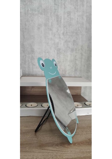 Ayaklı Masa Aynası Kurbağa Makyaj Aynası Açık Yeşil