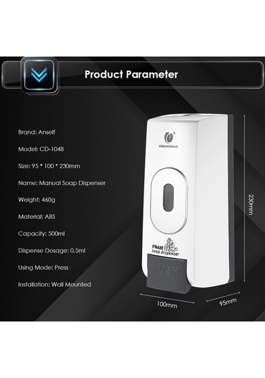 Leezsing Chuangdıan 500ml Duvara Monte Manuel Köpük Sabunluk Sıvı El Temizleyici Tuvalet Losyon Dispenseri Hastane Otel Sabun Kabı