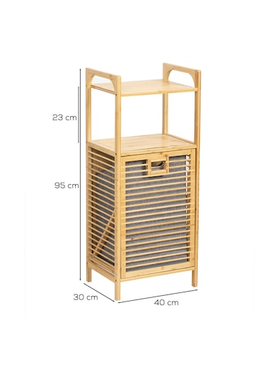 Porsima 2063 2 Raflı Ahşap Kirli Sepeti Organizer Banyo Dolabı Ahşap