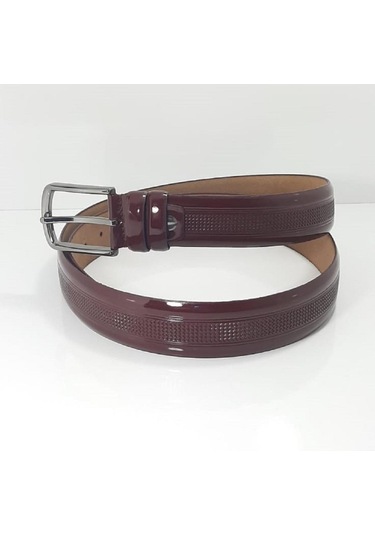 Fiyra 3991 Rugan Üst Sınıf Hakiki Deri Lazer İşlemeli Erkek Kemer Bordo