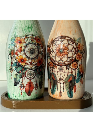 Düşkapanı Desenli Sunum Stantlı 2'li 750 Ml Yağlık Sirkelik