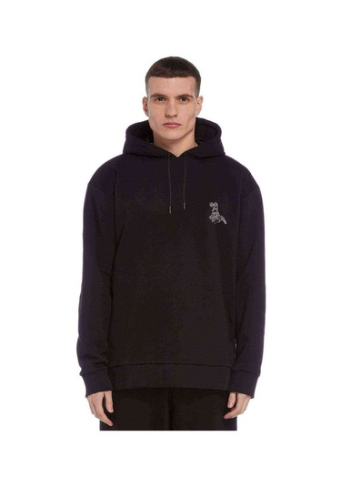 Pitbull Germany Baskılı Siyah Erkek Örme Kapşonlu Sweatshirt (530977843)