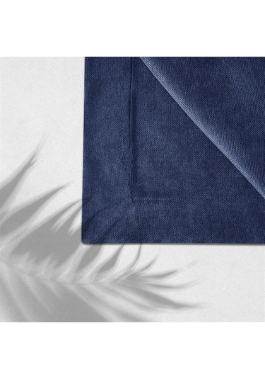 Kadife Dokulu Masa Örtüsü Mavi Rengi-646