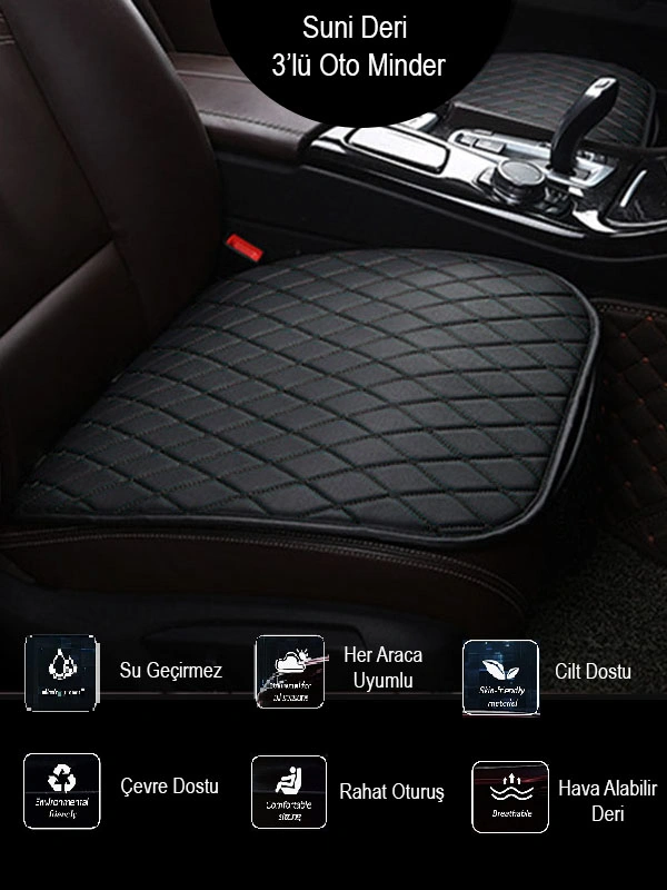 Ssangyong Korando C300 2019 Ve Sonrası Ön Ve Arka Takım Koltuk Minderi Siyah Deri Siyah Dikis