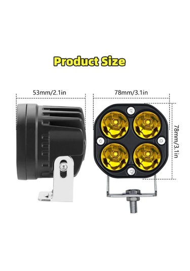 Off Road Ve Arazi Aracı 3 inç Amber Sarı Renk Çalışma Ve Sis Lambası 2 Adet