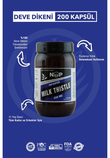 Nop 930 MG Milk Thistle Seed Deve Dikeni 200 Kapsül