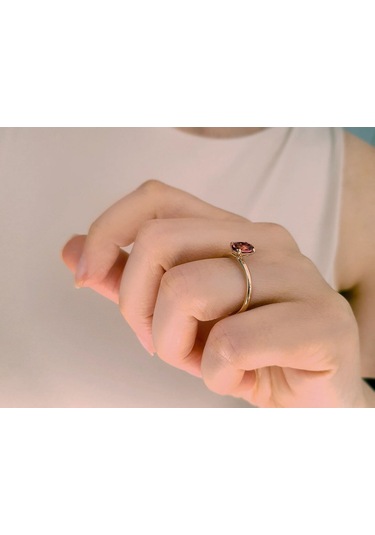 Sirius Oval Kesim Pembe Turmalin Tektaş Yüzük 0831R0018