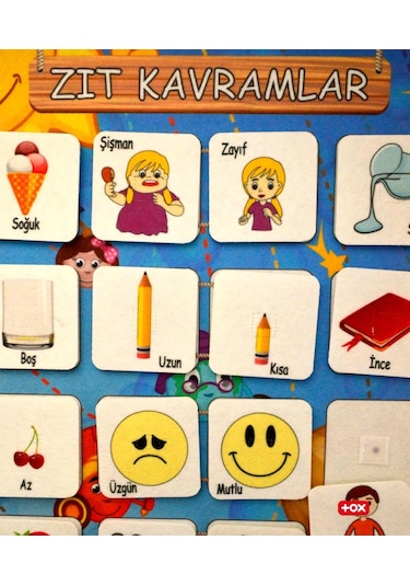 2 Set - 72 Parça Tox Zıt Kavramlar ve Gölge Eşleştirme Keçe Cırtl
