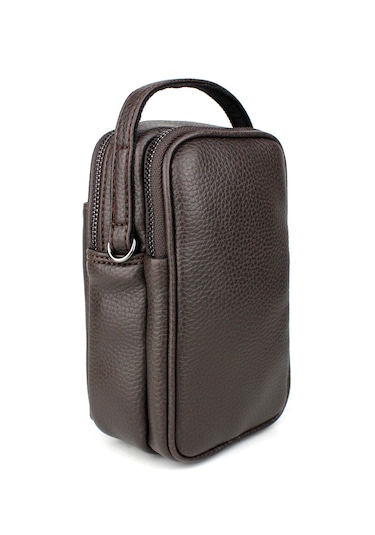 Erkek Kapaklı Çok Bölmeli El Ve Omuz Çantası Kahverengi