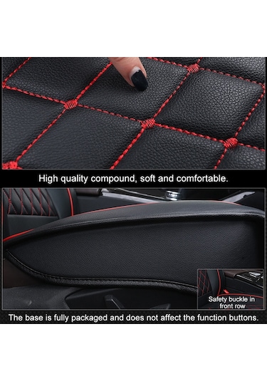 Araba Derisi Tam Kapsamlı Koltuk Minderi Kılıfı, Standart Versiyon, Sadece Bir Koltuk Siyah Kırmızı