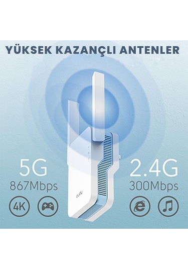 Cudy RE1800 AX1800 Wi-Fi 6 Mesh Dual Band Menzil Artırıcı Repeater