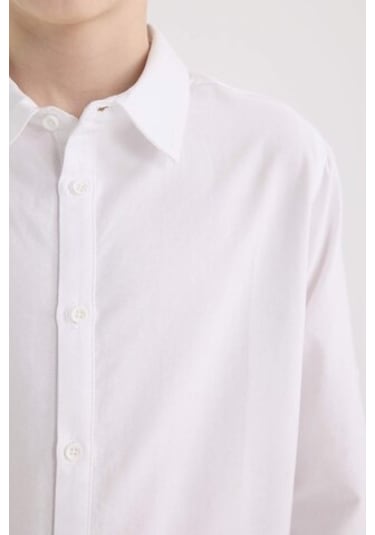 DeFacto Erkek Çocuk Polo Yaka Oxford Uzun Kollu Basic Düz Gömlek W3215A625SMWT34