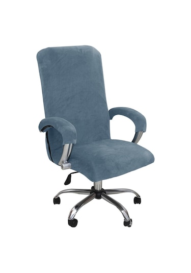 Mavi 1 Takım Kadife Elastik Sandalye Kapak Kalınlaşmış Çıkarılabilir Xlwith Armrest