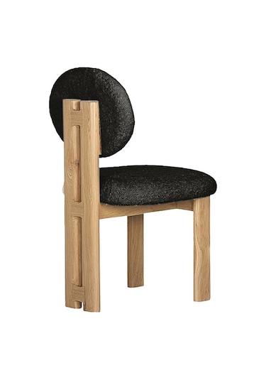 Coco İskandinav Teddy Natural Ahşap Bohem Sandalye Natural - Antrasit