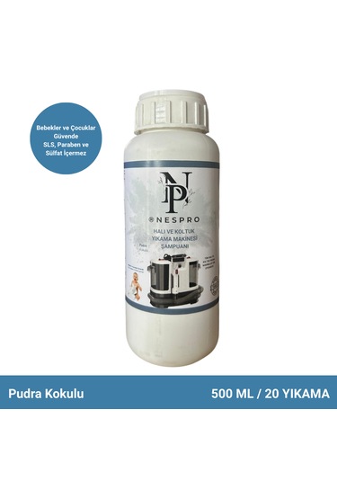 Nespro Halı Ve Koltuk Yıkama Makinesi Şampuanı/deterjanı - Pudra Kokulu Köpüksüz 500 Ml Tekli