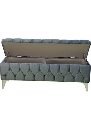 Vavonni Sandıklı Puf Bench Puf 140 CM Krem A+ Kalite