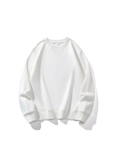 Erkekler Yuvarlak Yakalı Ters Üçgen Sweatshirt Beyaz