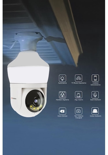 Torima CMR-26 360 Full HD 1080P Ampül Wifi Smart Ip Güvenlik Kamerası Beyaz