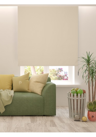 Br Perle Home Ekru Rengi Düz Mekanize Stor Perde Yüksek Kalite Metropol Serisi Ekru