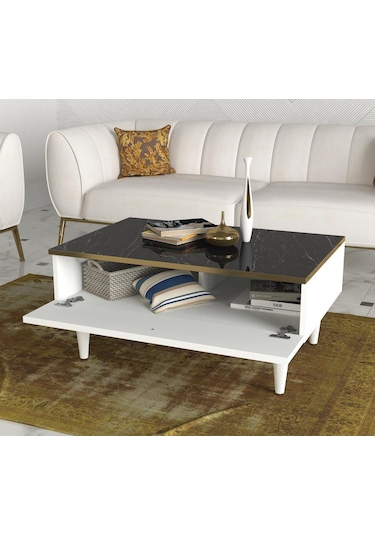 Dekorister Exclusive Ravenna Orta Sehpa Beyaz-Mermer