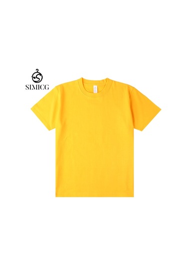 Yeni Japon Ağır Sıklet Düz Renkli Pamuklu Kısa Kollu Sarı Sarı