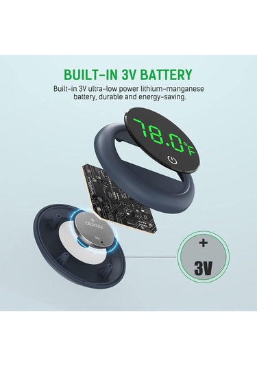 Reedark Akvaryum Sıcaklık Ölçer, Kablosuz Dokunmatik Led Ekranlı, Yüksek Hassasiyetli, Siyah, Fahrenheit Derecesi