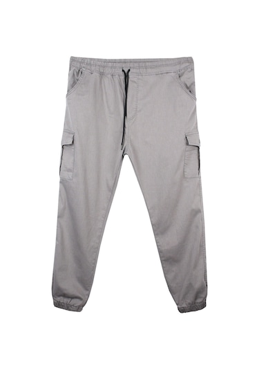 Erkek Büyük Beden 100-156 Kilo Arası İçin Uygun Kargo Cepli Jogger Kot Pantolon Gri