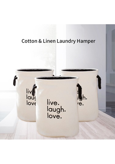 Kosona Çift Kollü Katlanabilir Kumaş Çamaşır Sepeti - Büyük Kapasiteli, Dayanıklı, Banyo Ve Yatak Odası İçin - Beyaz Diğer